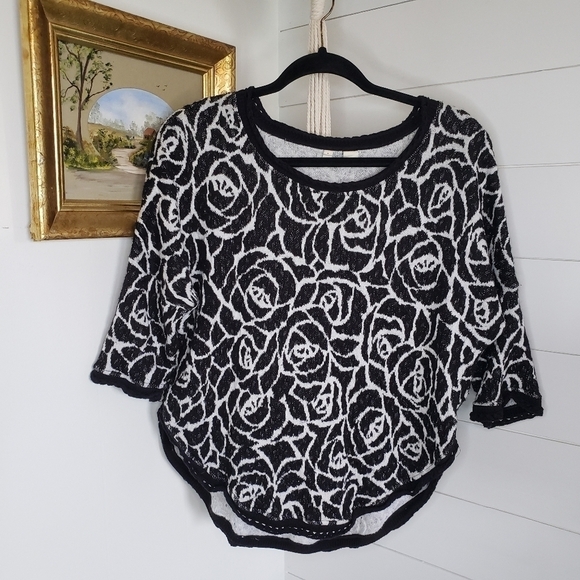 Anthropologie Moth Halferti Rose Knit Sweater Small - Picture 2 of 6